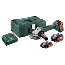 Акумуляторна кутова шліфувальна машина Metabo WB 18 LTX BL 125 QUICK SET MetaLoc, 2 акб 5,5 А/год, 1 акб 4 А/год, з/п