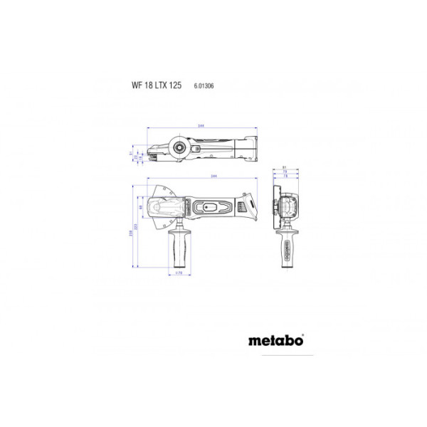 Акумуляторна кутова шліфувальна машина Metabo WF 18 LTX 125 Quick, MetaLoc, без акб і з/п