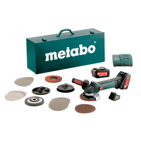 Акумуляторна болгарка Metabo W 18 LTX 125 Quick Inox, 2 акб 5.2 Ah, з/п, у металевому ящику