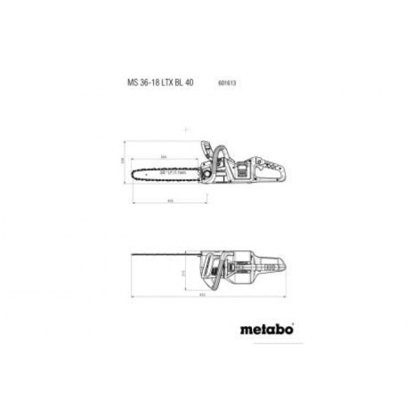 Ланцюгова пила акумуляторна Metabo MS 36-18 LTX BL 40, без акб і з/у