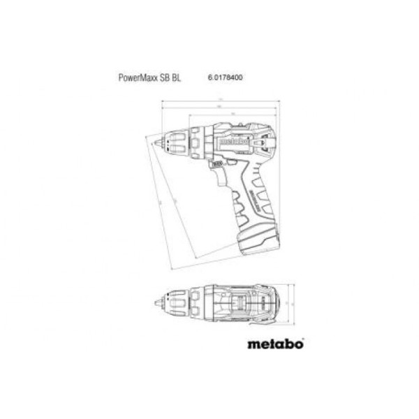 Акумуляторний ударний дриль Metabo PowerMaxx SB BL, 2 акб 12 В Li-Power 2.0 Ah, з/п, кейс