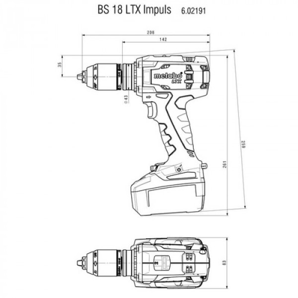 Акумуляторний дриль-шуруповерт Metabo BS 18 LTX IMPULS, без акб в кейсі