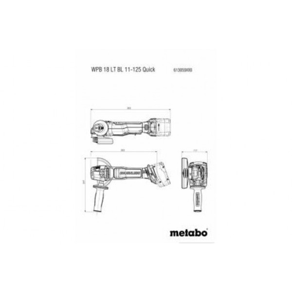 Акумуляторна кутова шліфмашина Metabo WPB 18 LT BL 11-125 Quick, 2 акб 5.5 Ah, з/п ASC 145, в MetaBOX 165 L
