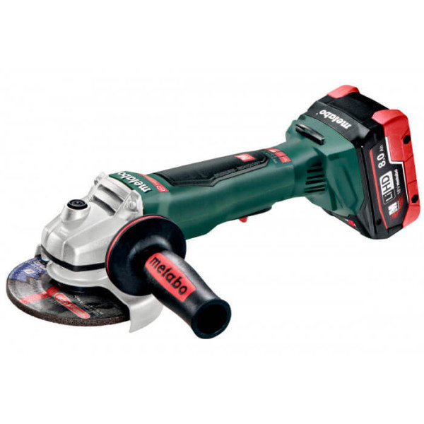 Акумуляторна кутова шліфмашина Metabo WPB 18 LTX BL 125 Quick, 2 акб 8.0 Ah, з/в, у пластиковому кофрі