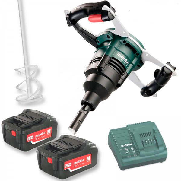 Акумуляторний міксер Metabo RW 18 LTX 120, 2 акб 18 В Li-Power 5.2 Ah, з/п ASC 55, у картонній коробці