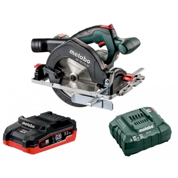 Акумуляторна ручна дискова пила Metabo KS 18 LTX 57, 1 акб 18 В LiHD 3.5 Ah, з/п
