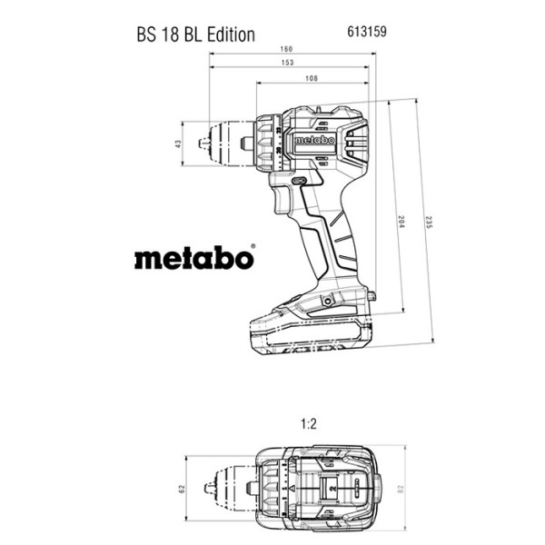 Акумуляторний дриль-шуруповерт Metabo BS 18 BL Edition, 1 акб LiPOWER 18 В 4.0 Ah, з/п SC 36