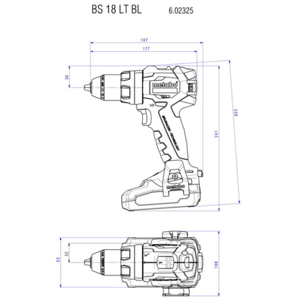 Акумуляторний дриль-шуруповерт Metabo BS 18 LT BL, 2 акб LiHD 18 В 4.0 Ah, з/п ASC 55 AIR Cooled у MetaBOX 145