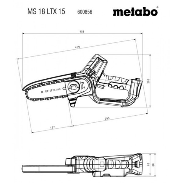 Акумуляторна пила Metabo MS 18 LTX 15, без акб
