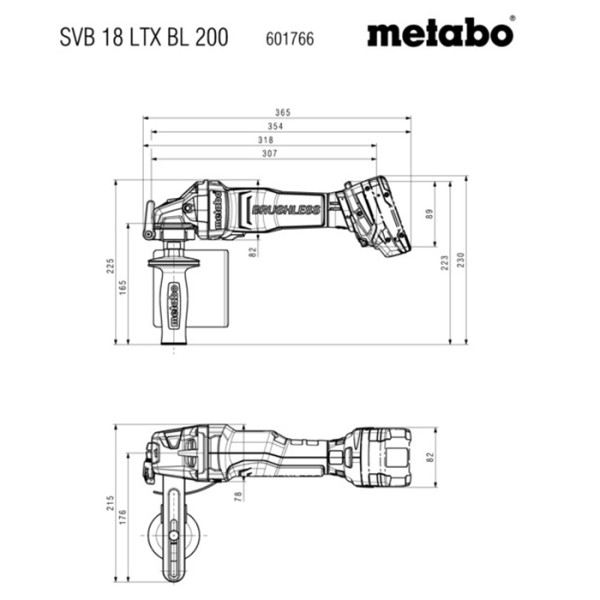 Акумуляторна щіткова шліфмашина Metabo SVB 18 LTX BL 200, без акб в MetaBOX 340