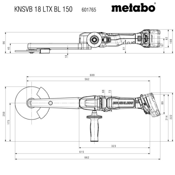 Акумуляторна шліфмашина для кутових зварювальних швів Metabo KNSVB 18 LTX BL 150, без акб в MetaBOX 185 XL