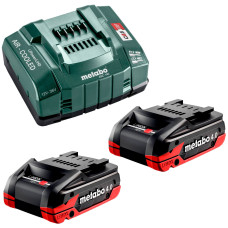 Комплект 2 акумулятори Metabo LiHDX 18 V 4 Ah зарядний пристрій ASC 145 у коробці