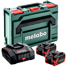 Комплект 2 акумулятори Metabo LiHDX 18V 8 Ah 18V і зарядний пристрій ASC 290 в metaBOX 145