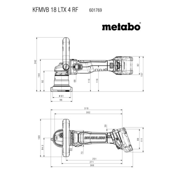 Акумуляторний фрезер Metabo KFMVB 18 LTX BL 4 RF, без акб в MetaBOX 215