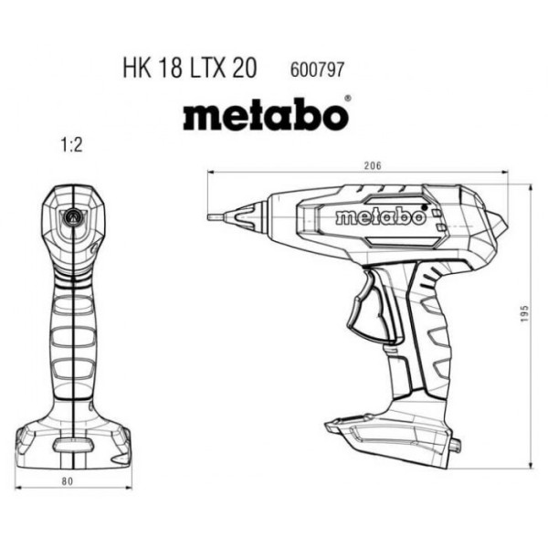 Акумуляторний клейовий пістолет Metabo HK 18 LTX 20, без акб, з 5 стрижнями в MetaBOX 145