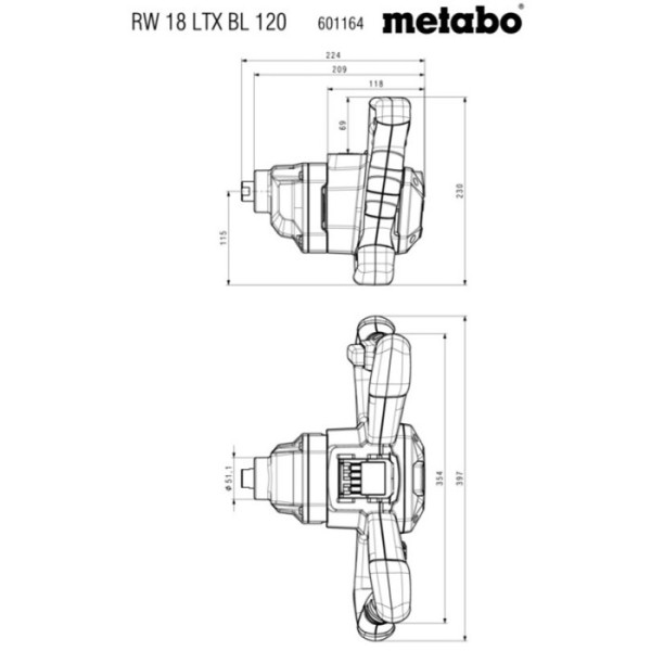 Акумуляторний будівельний міксер Metabo RW 18 LTX BL 120, без акб