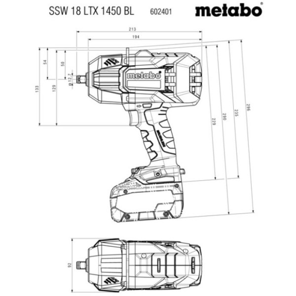 Акумуляторний ударний гайковерт Metabo SSW 18 LTX 1450 BL, без акб