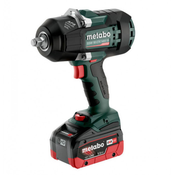 Акумуляторний ударний гайкокрут Metabo SSW 18 LTX 1450 BL у MetaBox з 2 акб LiHD 18V 5.5Ah і з/п ASC 145