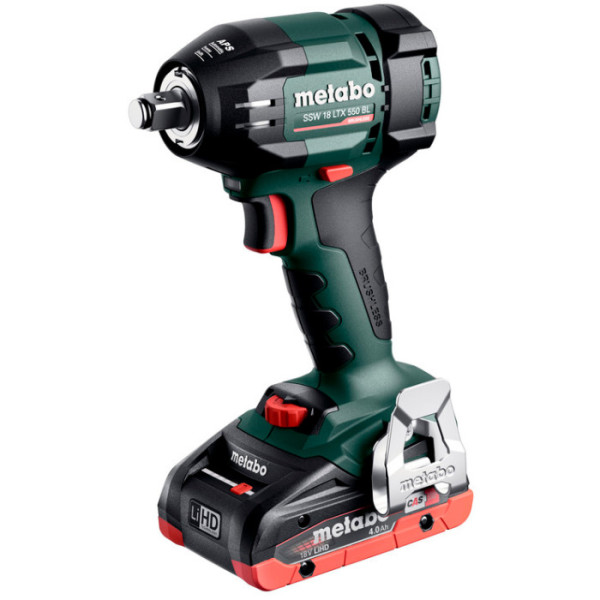 Акумуляторний ударний гайковерт Metabo SSW 18 LTX 550 BL, 2 акб LiHD 18 В 4.0 Ah, з/п ASC 55 AIR Cooled в MetaBOX 145