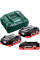 Базовий комплект Metabo: 3 акумулятори LiHD 18 V 4 Ah, з/п ASC 55