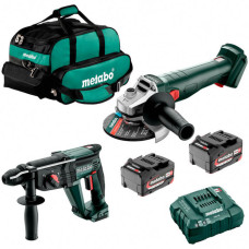 Набір акумуляторних інструментів Metabo: болгарка W 18 7-125, перфоратор KH 18 LTX 24, 2 акб 18V 4 Ah, з/п ASC 55 в сумці